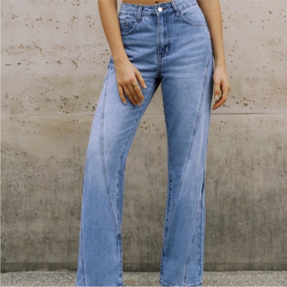 Commense Denim - Commense Light Blue High-Rise Wide Leg Jeans